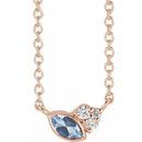 Genuine Aquamarine Necklace in 14 Karat Rose Gold Aquamarine & .03 Carat Diamond 18