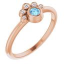 Genuine Aquamarine Ring in 14 Karat Rose Gold Aquamarine & .04 Carat Diamond Ring