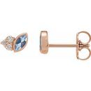 Genuine Aquamarine Earrings in 14 Karat Rose Gold Aquamarine & .05 Carat Diamond Earrings