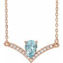Genuine Aquamarine Necklace in 14 Karat Rose Gold Aquamarine & .06 Carat Diamond 18