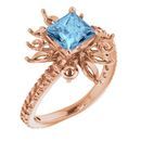 Genuine Aquamarine Ring in 14 Karat Rose Gold Aquamarine & 1 1/6 Carat Diamond Ring
