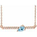 Genuine Aquamarine Necklace in 14 Karat Rose Gold Aquamarine & 1/10 Carat Diamond 16