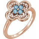 Genuine Aquamarine Ring in 14 Karat Rose Gold Aquamarine & 1/10 Carat Diamond Ring