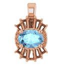 Genuine Aquamarine Pendant in 14 Karat Rose Gold Aquamarine & 1/3 Carat Diamond Pendant