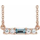 Genuine Aquamarine Necklace in 14 Karat Rose Gold Aquamarine & 1/5 Carat Diamond 16