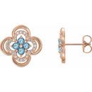 Genuine Aquamarine Earrings in 14 Karat Rose Gold Aquamarine & 1/5 Carat Diamond Clover Earrings