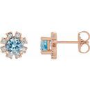 Genuine Aquamarine Earrings in 14 Karat Rose Gold Aquamarine & 1/5 Carat Diamond Earrings