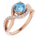 Genuine Aquamarine Ring in 14 Karat Rose Gold Aquamarine & 1/5 Carat Diamond Ring