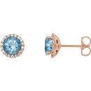 Genuine Aquamarine Earrings in 14 Karat Rose Gold Aquamarine & 1/6 Carat Diamond Earrings