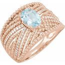 14 Karat Rose Gold Aquamarine & .17 Carat Weight Diamond Ring