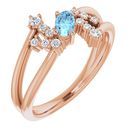 Genuine Aquamarine Ring in 14 Karat Rose Gold Aquamarine & 1/8 Carat Diamond Bypass Ring