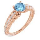 Genuine Aquamarine Ring in 14 Karat Rose Gold Aquamarine & 1/8 Carat Diamond Ring