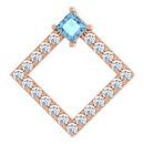 Genuine Aquamarine Pendant in 14 Karat Rose Gold Aquamarine & 3/8 Carat Diamond Pendant