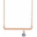 Genuine Aquamarine Necklace in 14 Karat Rose Gold Aquamarine Bezel-Set 16
