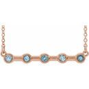 Genuine Aquamarine Necklace in 14 Karat Rose Gold Aquamarine Bezel-Set Bar 16