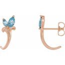 Genuine Aquamarine Earrings in 14 Karat Rose Gold Aquamarine Floral-Inspired J-Hoop Earrings