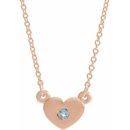Genuine Aquamarine Necklace in 14 Karat Rose Gold Aquamarine Heart 16