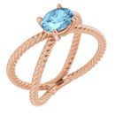 Genuine Aquamarine Ring in 14 Karat Rose Gold Aquamarine Rope Ring