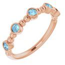 Genuine Aquamarine Ring in 14 Karat Rose Gold Aquamarine Stackable Beaded Ring