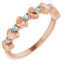 Genuine Aquamarine Ring in 14 Karat Rose Gold Aquamarine Stackable Heart Ring