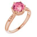 Genuine Topaz Ring in 14 Karat Rose Gold Baby Pink Topaz & .06 Carat Diamond Ring