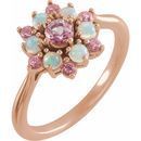 Genuine Topaz Ring in 14 Karat Rose Gold Baby Pink Topaz & Ethiopian Opal Floral-Inspired Ring