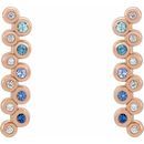 Multi-Gemstone Earrings in 14 Karat Rose Gold Genuine Multi-Gemstone & 1/10 Carat Diamond Bezel-Set Bar Earrings