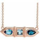 Multi-Gemstone Necklace in 14 Karat Rose Gold Genuine Multi-Gemstone Geometric Bar 16