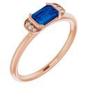 Genuine Sapphire Ring in 14 Karat Rose Gold Genuine Sapphire & .02 Carat Diamond Stackable Ring