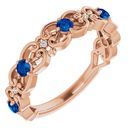 Genuine Sapphire Ring in 14 Karat Rose Gold Genuine Sapphire & .02 Carat Diamond Vintage-Inspired Scroll Ring