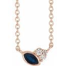 Genuine Sapphire Necklace in 14 Karat Rose Gold Genuine Sapphire & .03 Carat Diamond 16