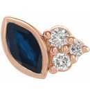 Genuine Sapphire Earrings in 14 Karat Rose Gold Genuine Sapphire & .03 Carat Diamond Left Earring