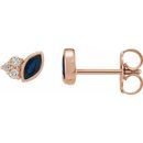 Genuine Sapphire Earrings in 14 Karat Rose Gold Genuine Sapphire & .05 Carat Diamond Earrings