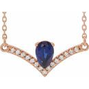 Genuine Sapphire Necklace in 14 Karat Rose Gold Genuine Sapphire & .06 Carat Diamond 16