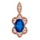 Genuine Sapphire Pendant in 14 Karat Rose Gold Genuine Sapphire & .06 Carat Diamond Pendant