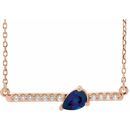 Genuine Sapphire Necklace in 14 Karat Rose Gold Genuine Sapphire & 1/10 Carat Diamond 16