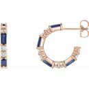 Genuine Sapphire Earrings in 14 Karat Rose Gold Genuine Sapphire & 1/2 Carat Diamond Earrings