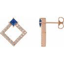 Genuine Sapphire Earrings in 14 Karat Rose Gold Genuine Sapphire & 1/3 Carat Diamond Earrings