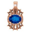 Genuine Sapphire Pendant in 14 Karat Rose Gold Genuine Sapphire & 1/3 Carat Diamond Pendant
