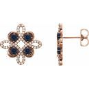 Genuine Sapphire Earrings in 14 Karat Rose Gold Genuine Sapphire & 1/4 Carat Diamond Earrings