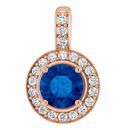 Genuine Sapphire Pendant in 14 Karat Rose Gold Genuine Sapphire & 1/5 Carat Diamond Pendant