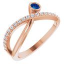 Genuine Sapphire Ring in 14 Karat Rose Gold Genuine Sapphire & 1/5 Carat Diamond Ring