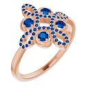 Genuine Sapphire Ring in 14 Karat Rose Gold Genuine Sapphire & 1/6 Carat Diamond Clover Ring