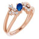 Genuine Sapphire Ring in 14 Karat Rose Gold Genuine Sapphire & 1/8 Carat Diamond Bypass Ring