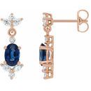 Genuine Sapphire Earrings in 14 Karat Rose Gold Genuine Sapphire & 3/8 Carat Diamond Earrings