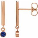 Genuine Sapphire Earrings in 14 Karat Rose Gold Genuine Sapphire Bar Earrings