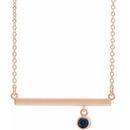 Genuine Sapphire Necklace in 14 Karat Rose Gold Genuine Sapphire Bezel-Set 16