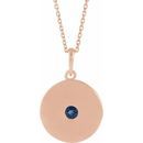 Genuine Sapphire Necklace in 14 Karat Rose Gold Genuine Sapphire Disc 16-18