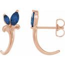 Genuine Sapphire Earrings in 14 Karat Rose Gold Genuine Sapphire Floral-Inspired J-Hoop Earrings