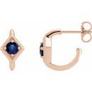 Genuine Sapphire Earrings in 14 Karat Rose Gold Genuine Sapphire Geometric Hoop Earrings